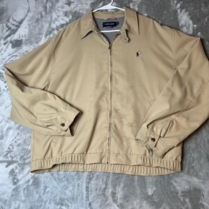 Polo Golf Ralph Lauren Mens Tan Golf Jacket Harrington Embroidered Pony Size XL